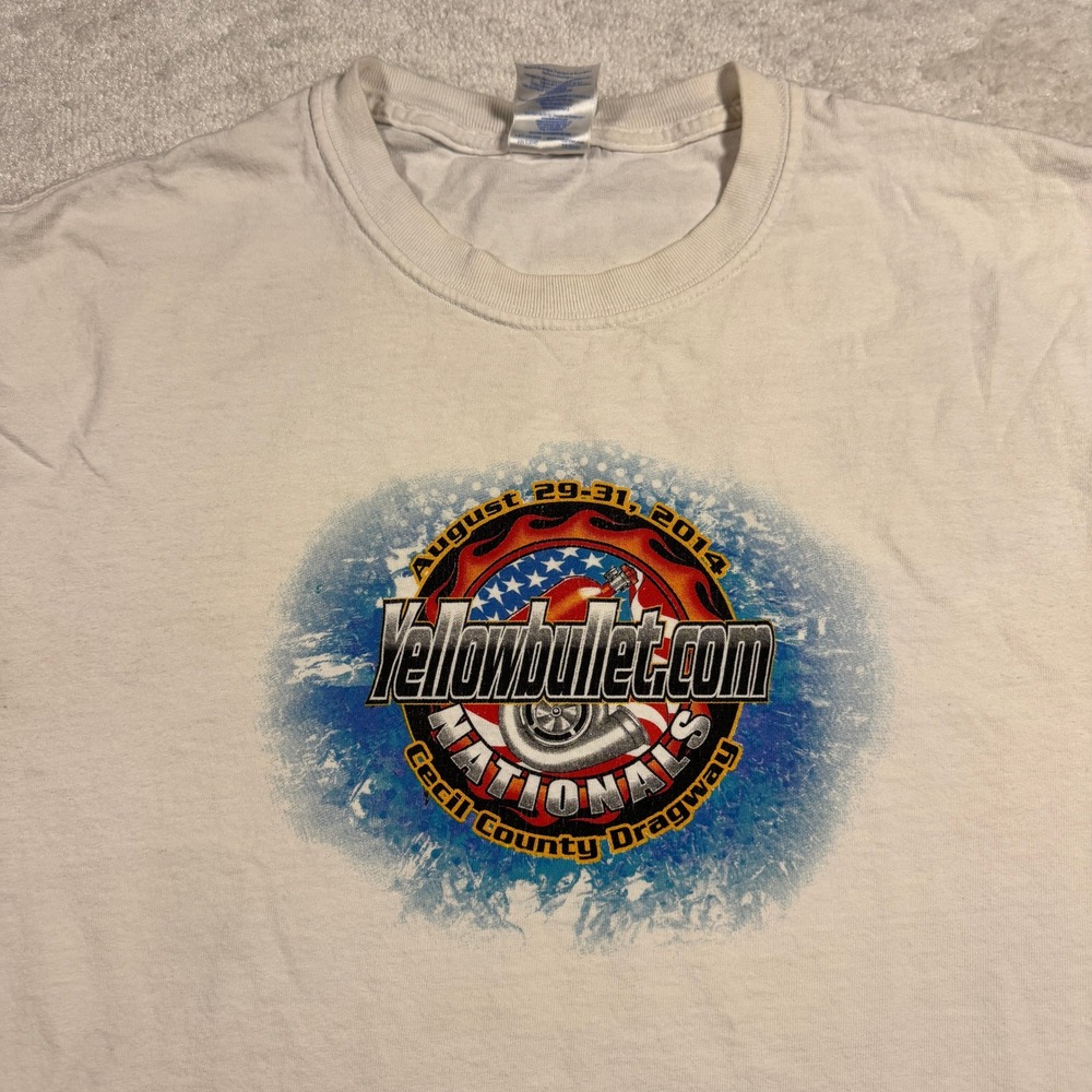 Gildan YellowBullet.com Nationals Cecil County Dragway T Shirt Mens L White 2014 - Picture 3 of 16